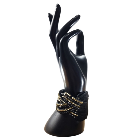 Adjustable Faux Leather Studded Woven Bracelet - Picture 2 of 5